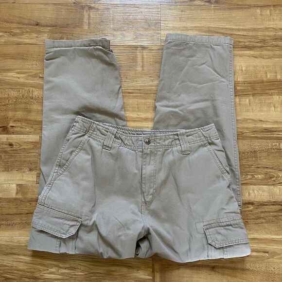 GUIDE GEAR Mens 32x30 Khaki Flannel Lined Cargo Canvas Outdoor Warm Winter Pants - Picture 12 of 16